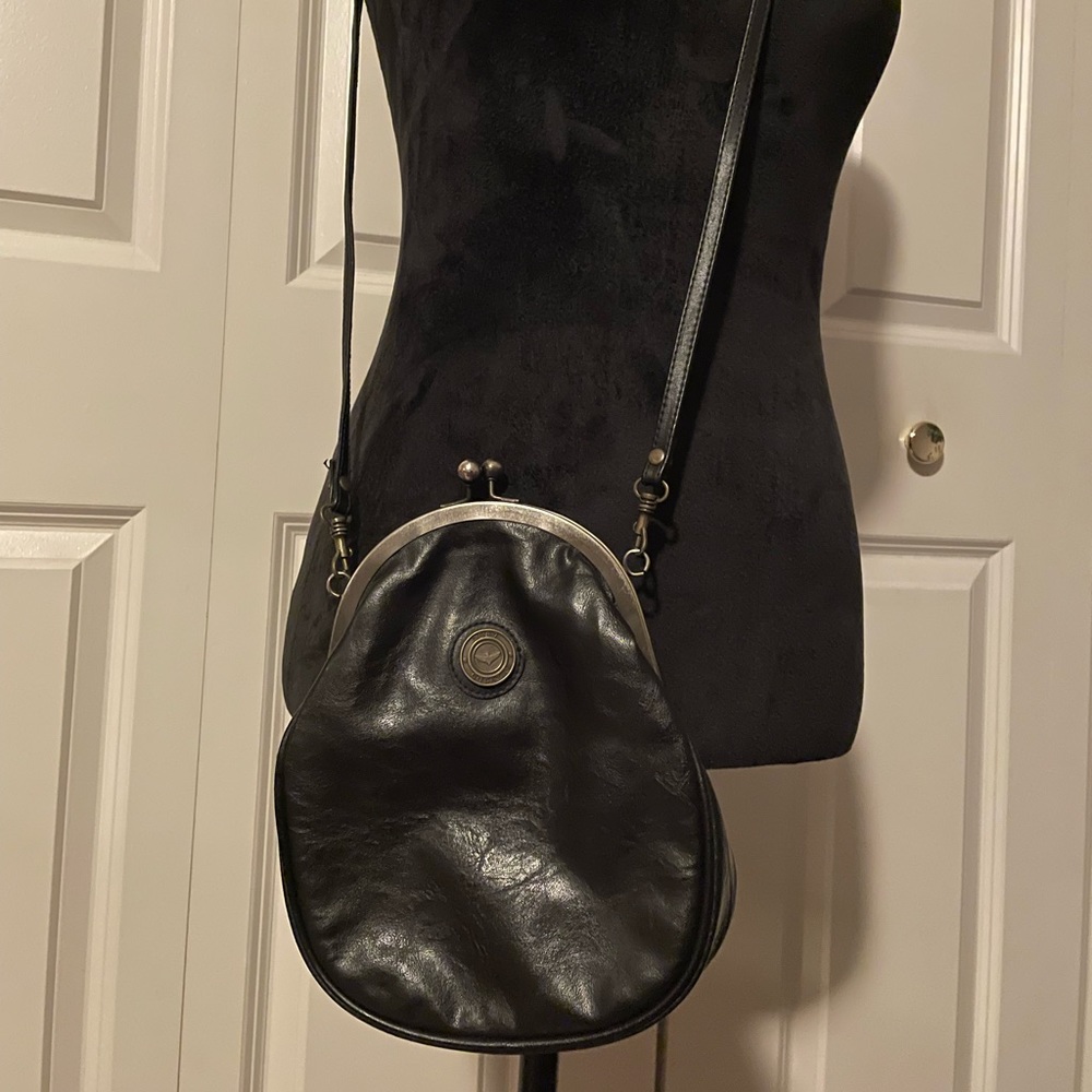 Black, leather vintage bag